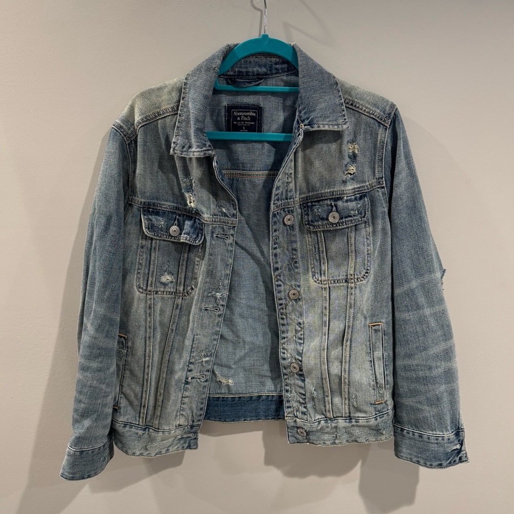 Abercrombie & Fitch Distressed Denim Boyfriend Jacket